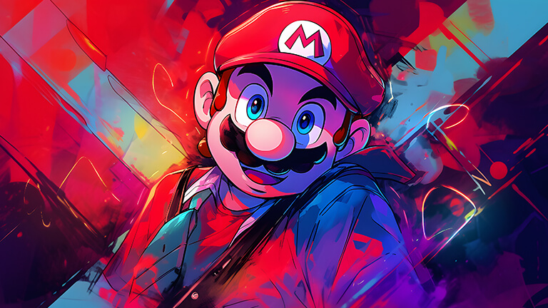 Divertida portada de fondo de escritorio de Super Mario Art