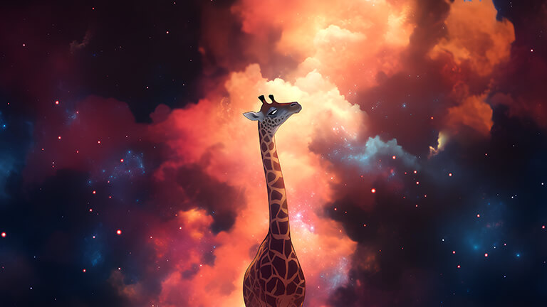 girafe dans l’espace couverture de fond d’écran