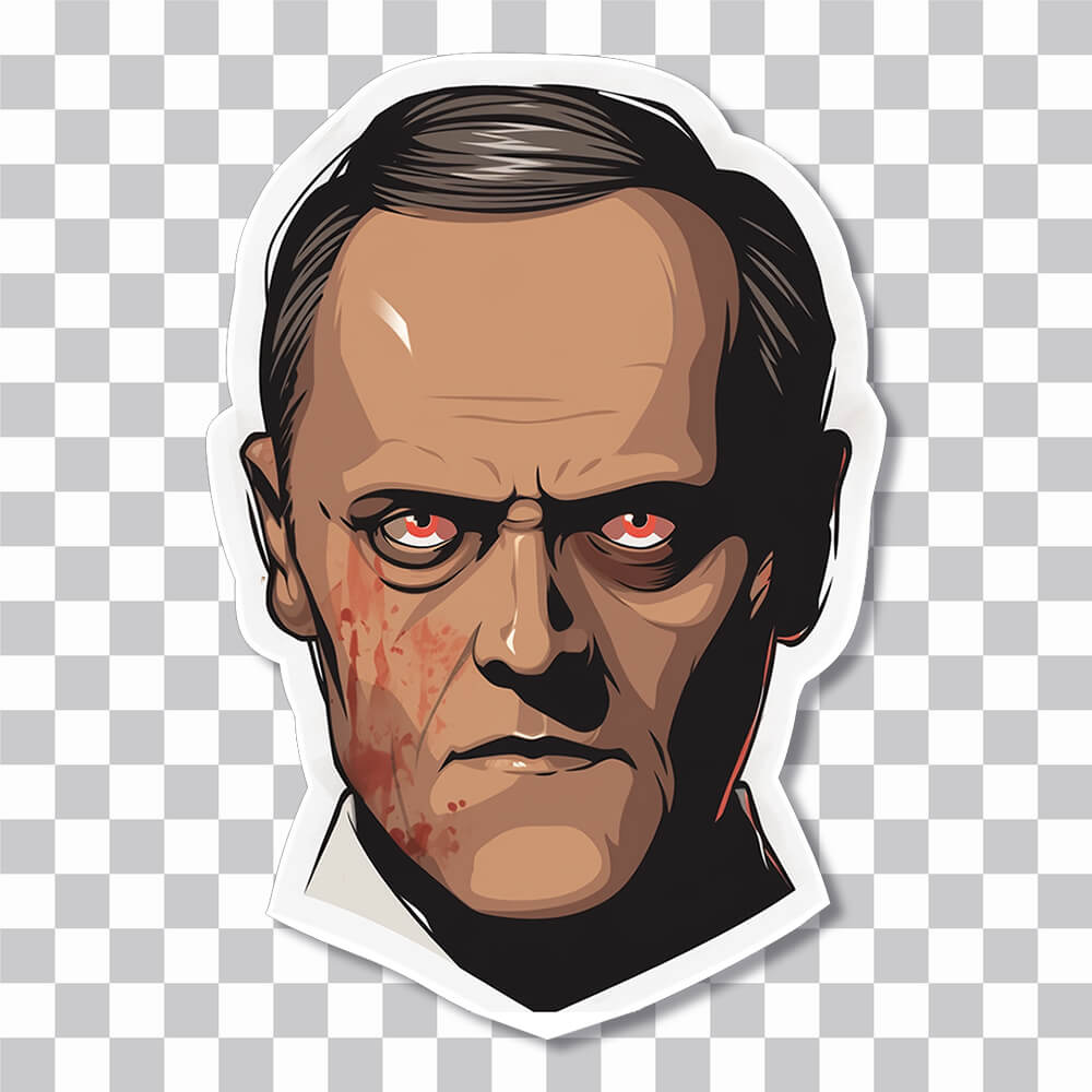 hannibal lecter with red eyes sticker cover