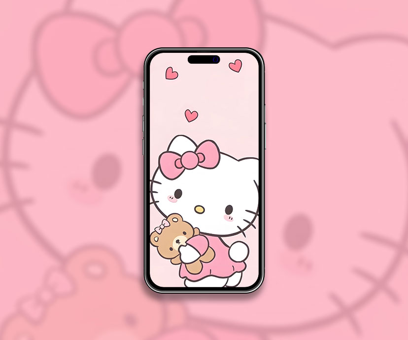 Hello kitty with teddy bear cute wallpaper Best adorable wallp