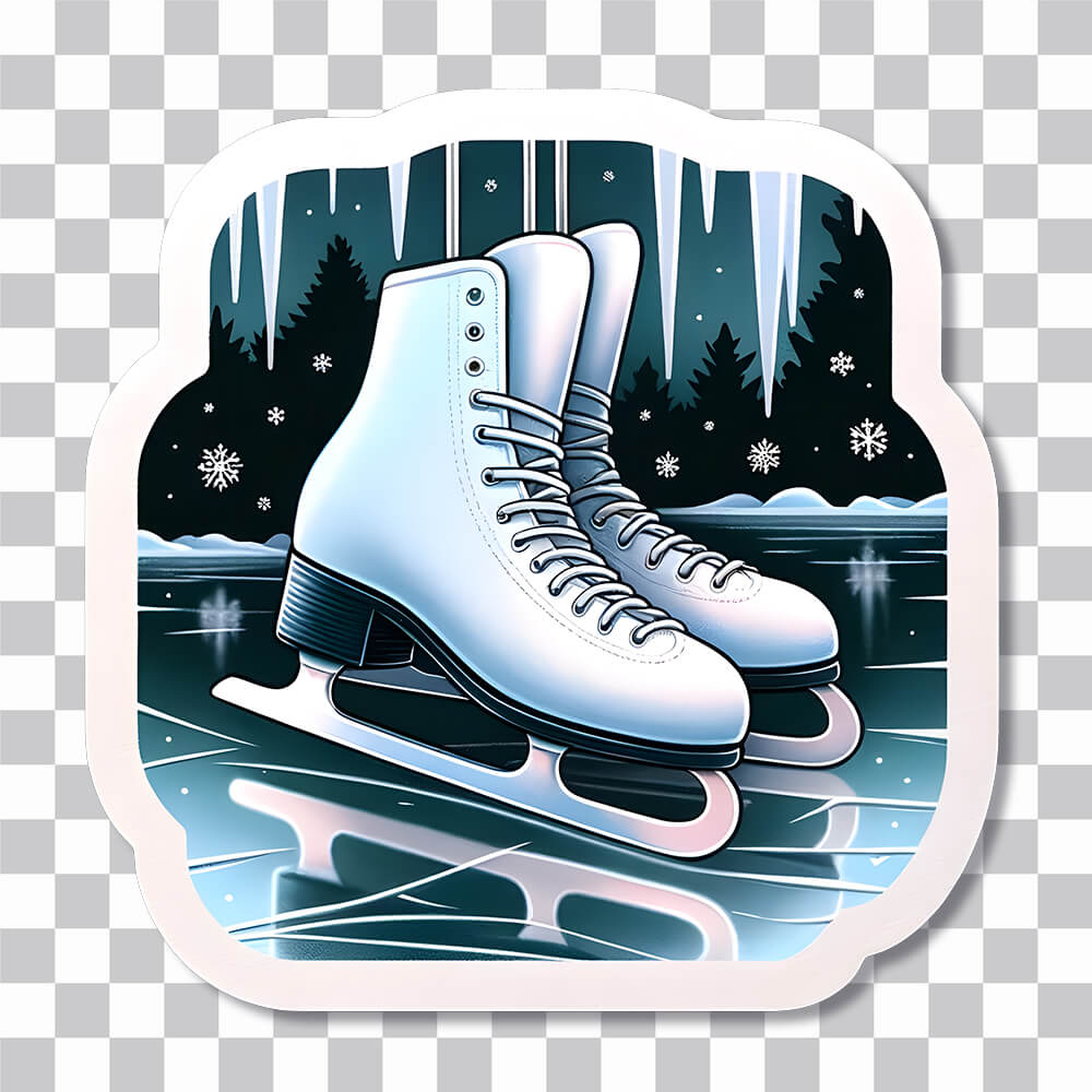 ice skates on ice winter sticker cover