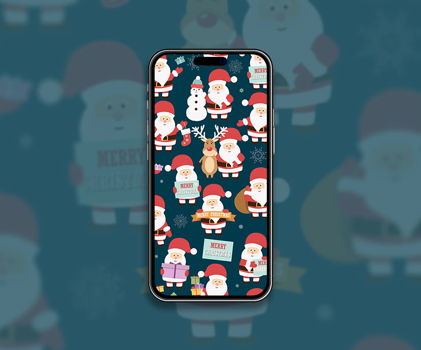 Merry christmas cute pattern wallpaper New year aesthetic wall