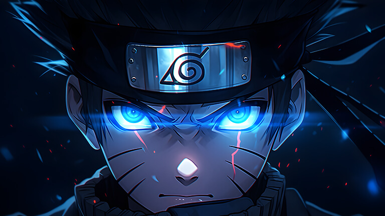 Naruto Uzumaki Blue Glowing Eyes Fond d’écran Couverture