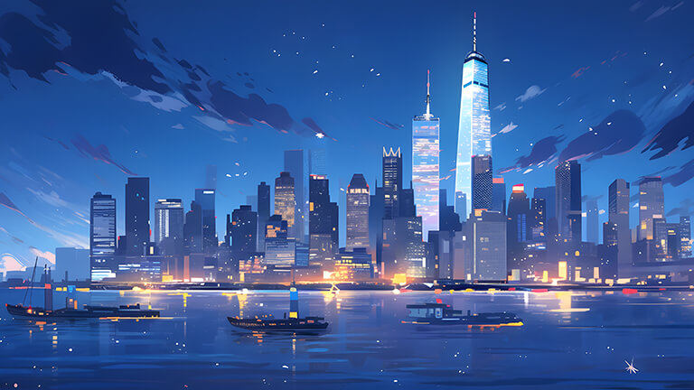 night city landscape desktop wallpaper cover