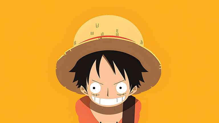 One Piece D Luffy Jaune Minimaliste Fond D’écran Couverture