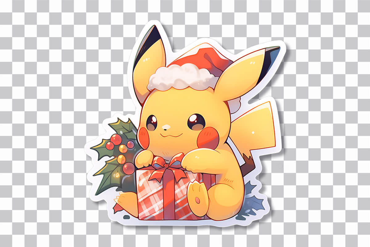 Pikachu au chapeau Autocollant cadeau de Noël - Pikachu Sticker Télécharger