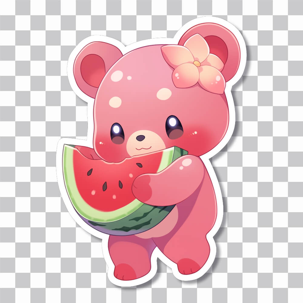 pink bear with watermelon sticker cover
