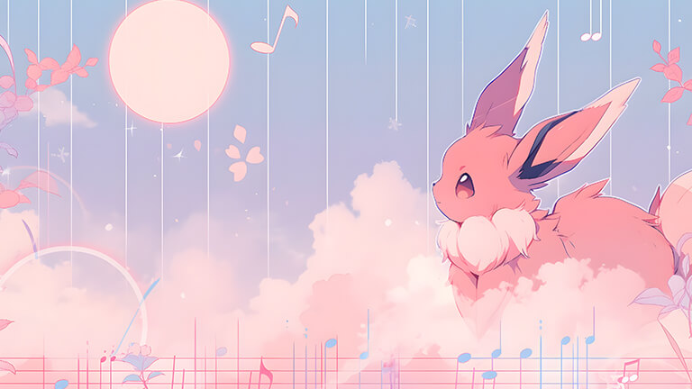 pokemon eevee musical notes desktop wallpaper cover