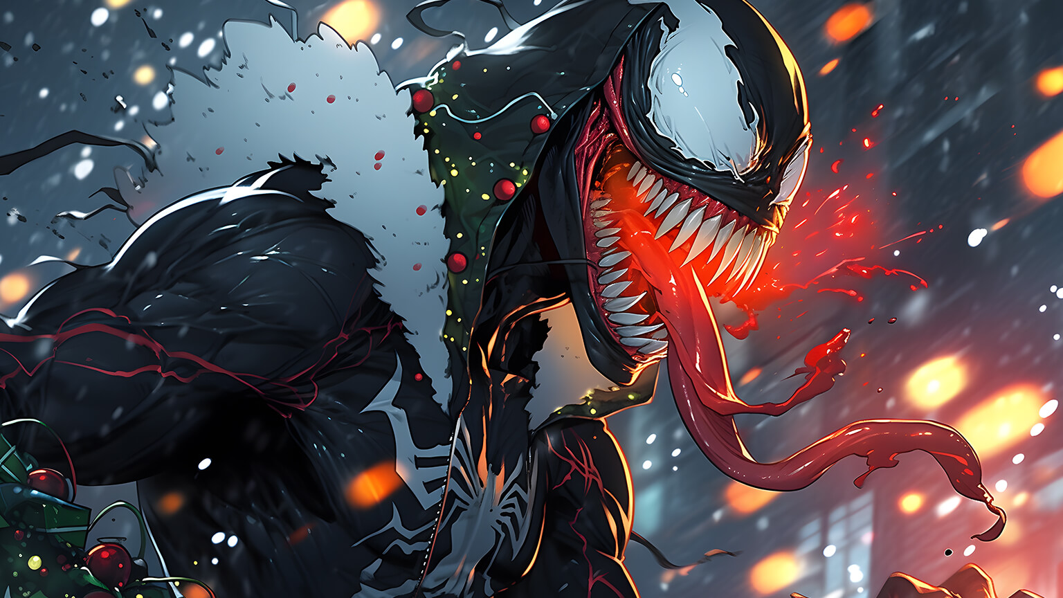 Marvel Venom Red Minimalist Wallpaper for Desktop Download 4K