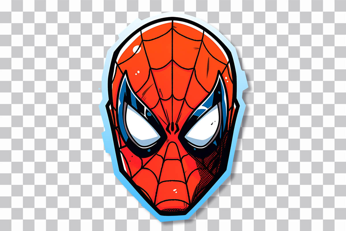 spider man head blue stroke sticker preview
