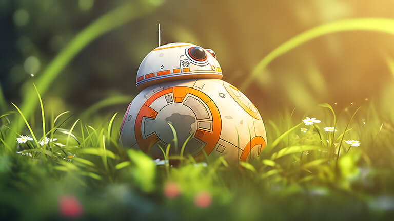 Star Wars BB 8 dans l’herbe couverture de fond d’écran