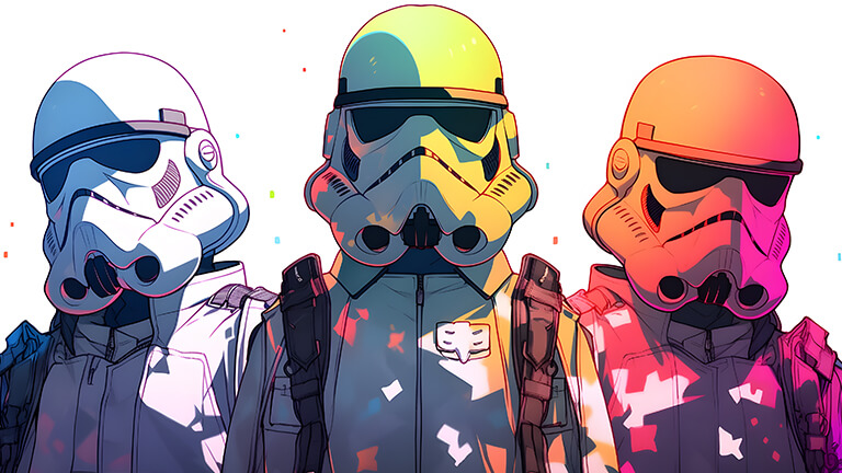 star wars colorful stormtroopers white desktop wallpaper cover