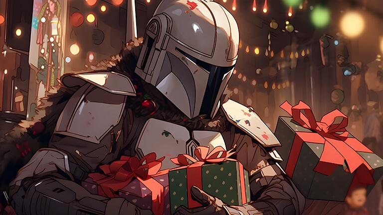 Star Wars Mandalorian Cadeaux de Noël Couverture de fond d’écran