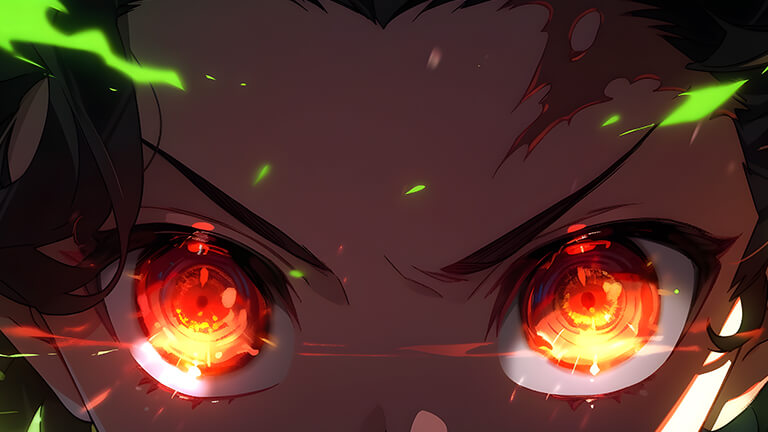 Tanjiro Kamado avec des yeux brûlants couverture de fond d’écran