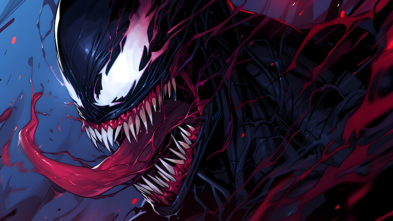 venom with scary teeth desktop wallpaper cover