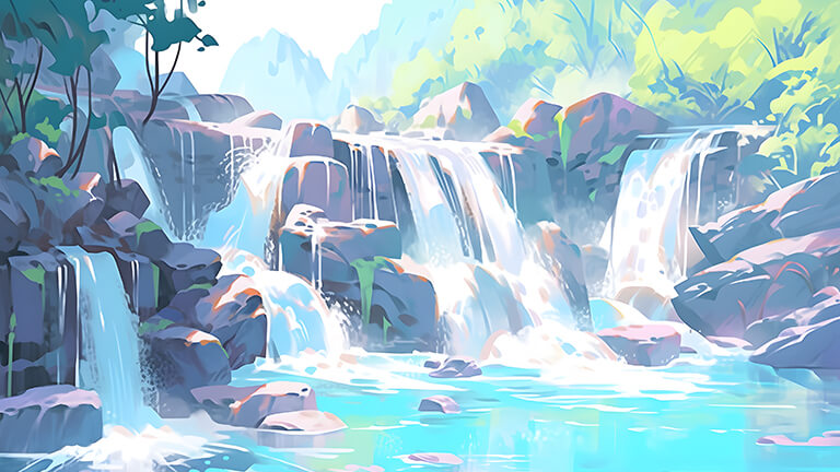 waterfall art desktop wallpaper cover