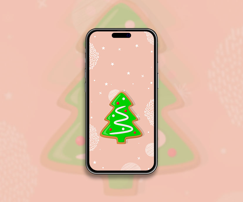 Whimsical christmas tree in soft pink wallpaper Cute xmas art