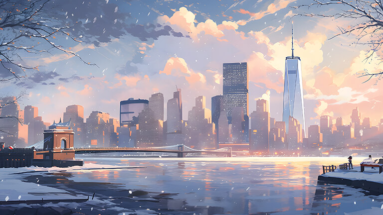 Couverture de fond d’écran paysage d’hiver New York