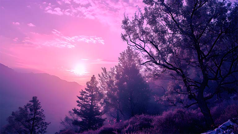 Couverture de fond d’écran paysage violet esthétique