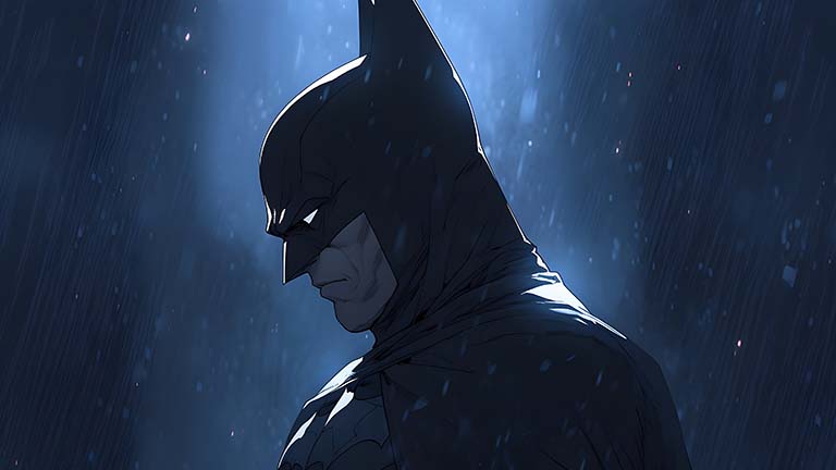 Batman Profile Rain Couverture de fond d’écran bleu foncé