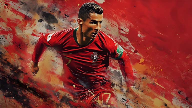 Couverture de fond d’écran rouge dynamique Cristiano Ronaldo