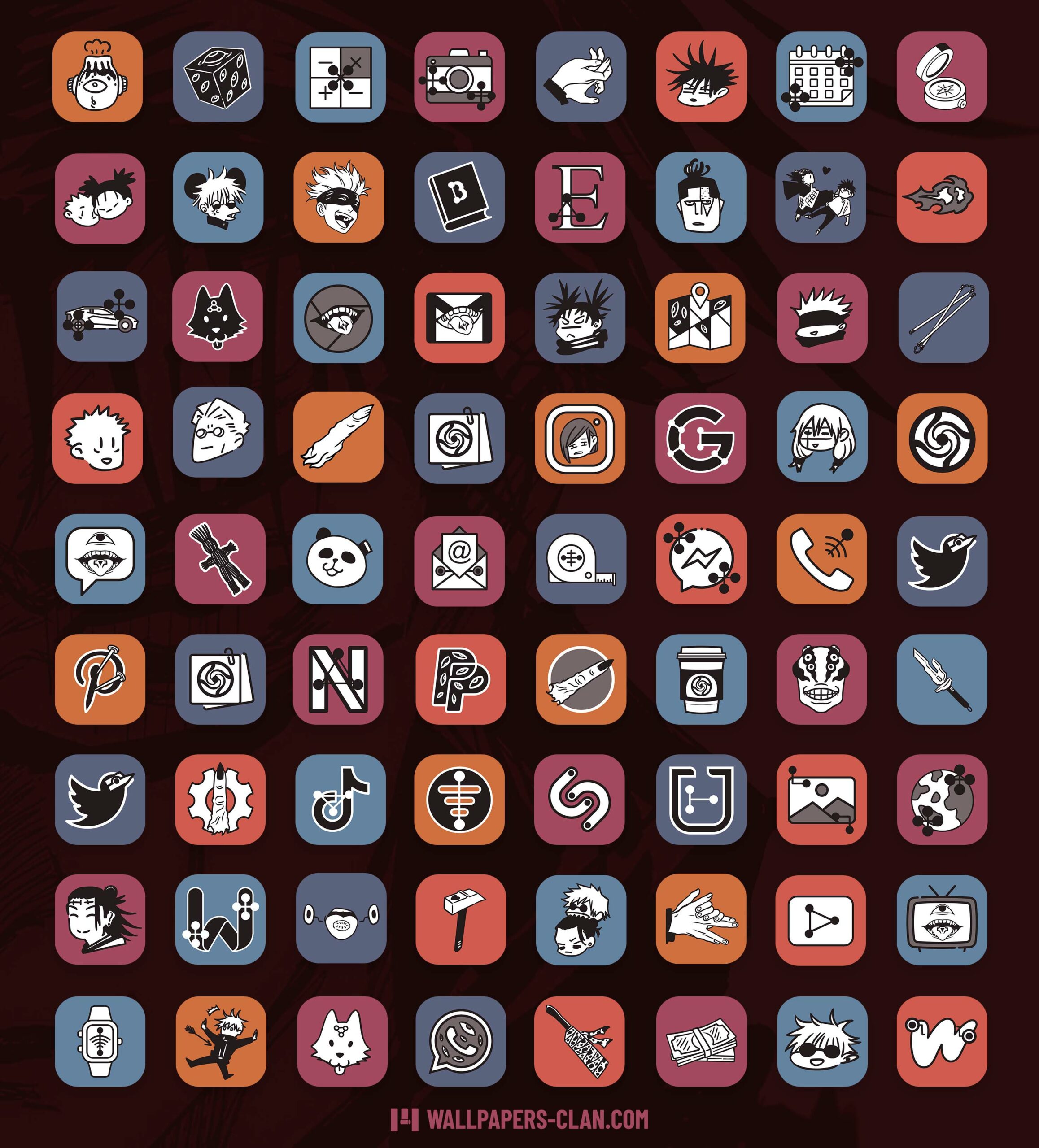 jujutsu kaisen app icons pack preview 2