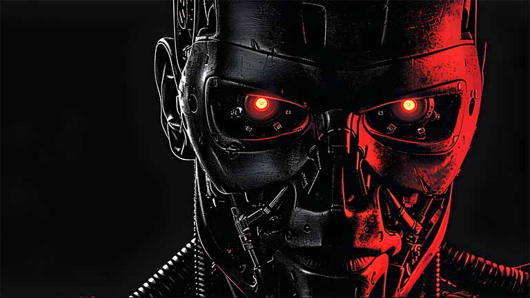 Terminator T800 Couverture de fond d’écran noir et rouge