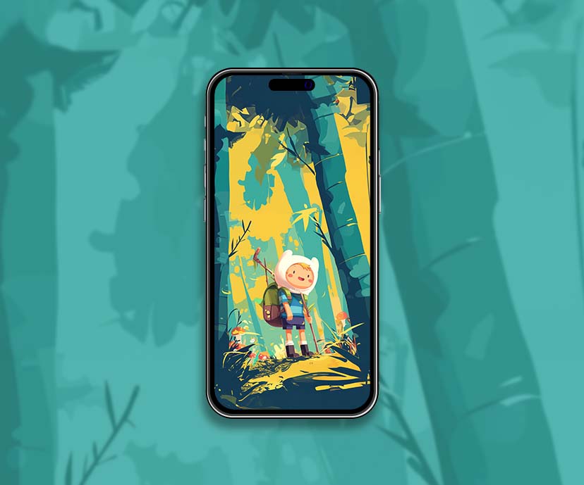 adventure time finn in forest art wallpapers collection