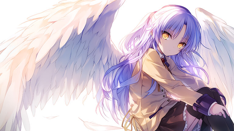 angel beats kanade tachibana with wings desktop wallpaper cover
