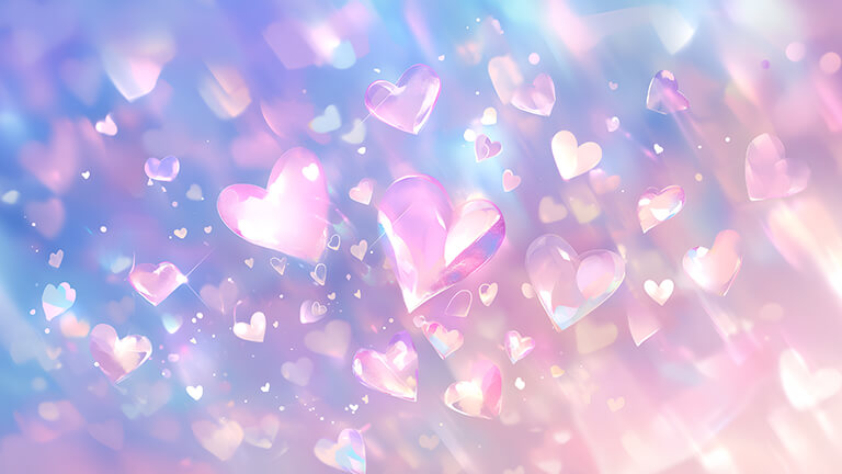 crystal hearts aura blurred pastel desktop wallpaper cover