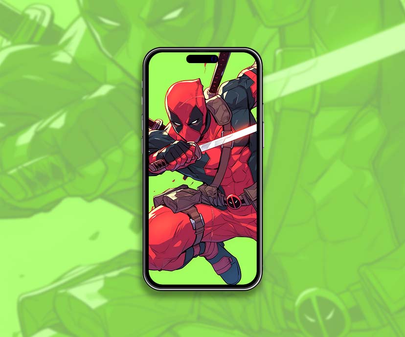 deadpool attacking with katana green wallpapers collection