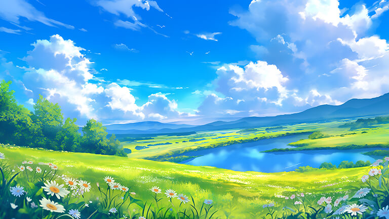 field of daisies landscape desktop wallpaper cover