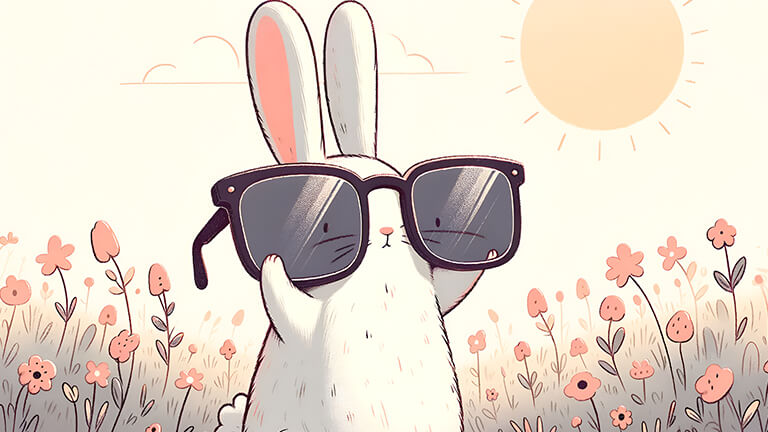 funny rabbit in glasses beige desktop wallpaper cover