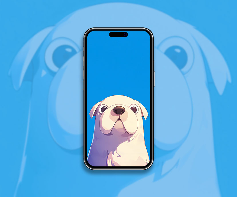 Colección de fondos de pantalla azules de perro blanco divertido