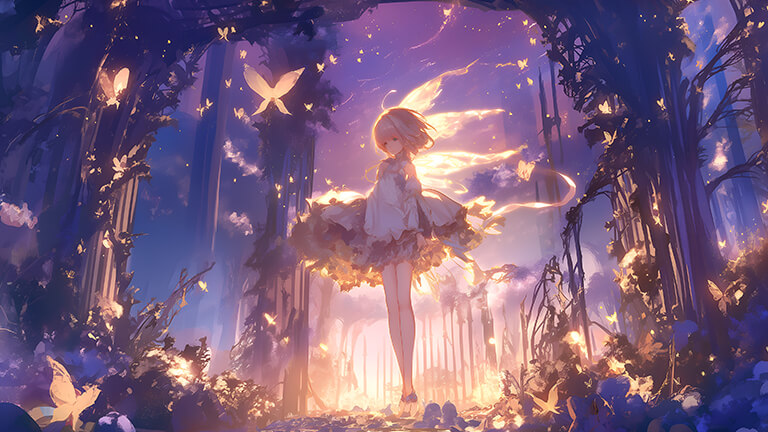 magical anime girl fairycore aesthetic desktop wallpaper cover