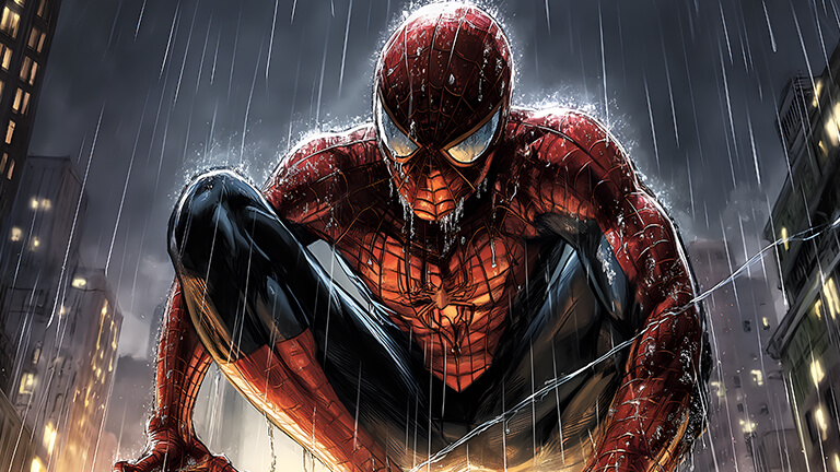 marvel spiderman in rain comics desktop wallpaper cover