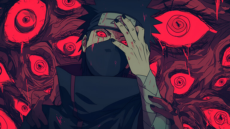 Naruto Obito Scary Red Eyes Cubierta de fondo de escritorio