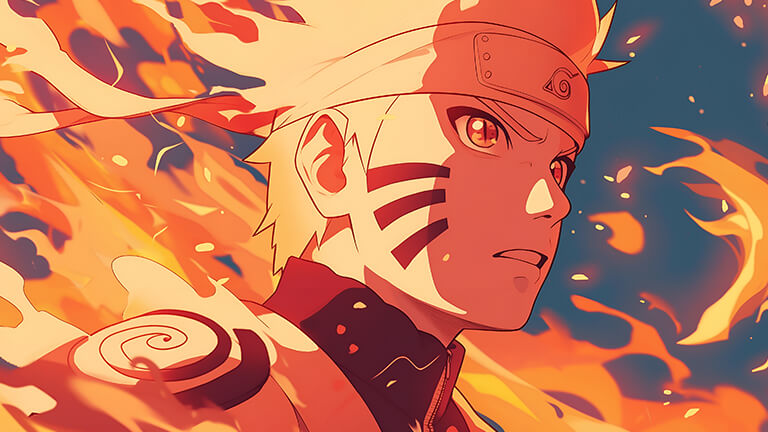 Naruto Uzumaki Flamme orange Couverture de fond d’écran