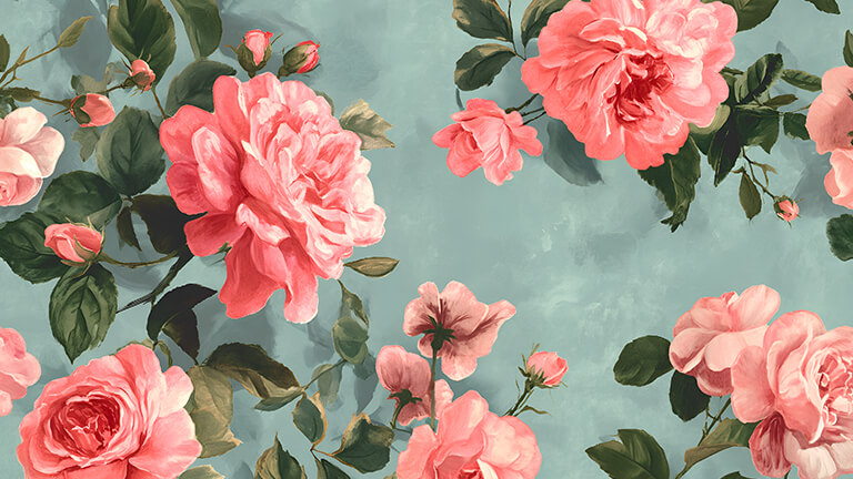 pink drawn roses preppy desktop wallpaper cover