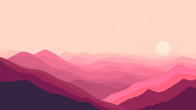 Pink Mountains Sun Cubierta de fondo de escritorio minimalista