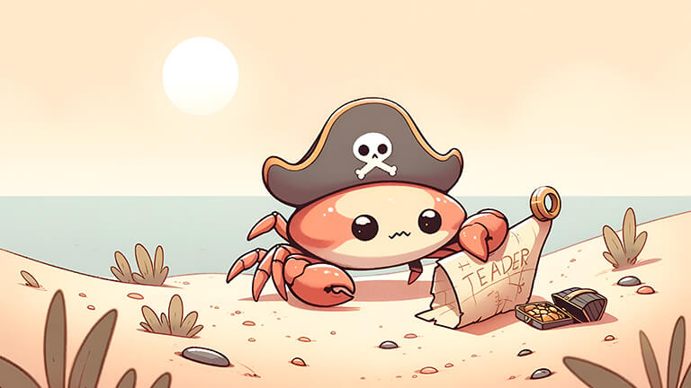 pirate crab on a treasure hunt desktop wallpaper cover