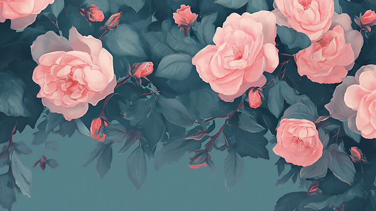 preppy pink roses painting desktop wallpaper cover
