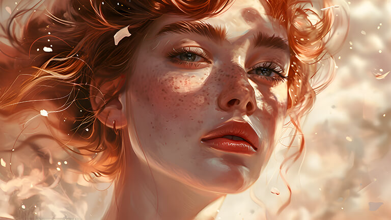 red haired girl with freckles desktop wallpaper cover