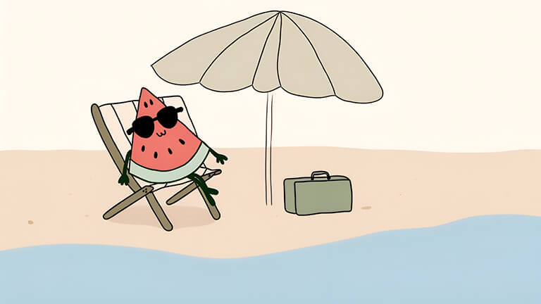 watermelon slice sunning on the beach desktop wallpaper cover