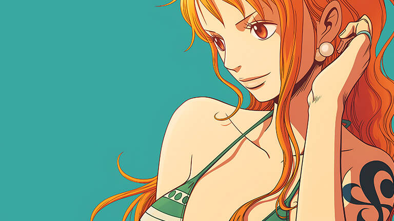 One Piece Nami Green Desktop Wallpaper cover