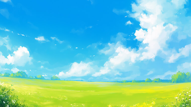 aesthetic field white clouds desktop wallpaper cover