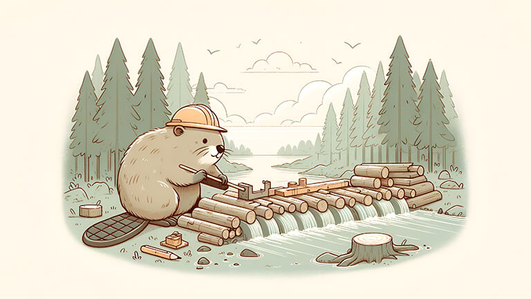 beaver building dam beige desktop wallpaper cover