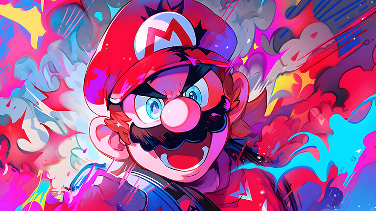Colorida portada de fondo de escritorio de Super Mario Epic