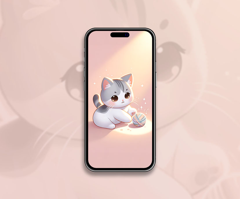 cute cat and yarn ball gentle wallpapers collection