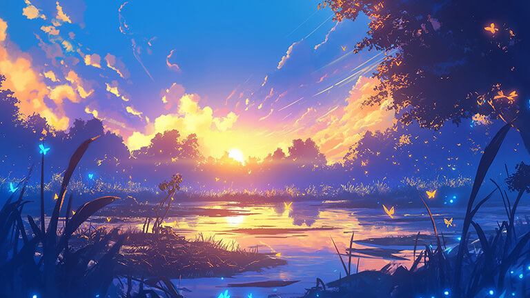 fairycore magic sunset desktop wallpaper cover